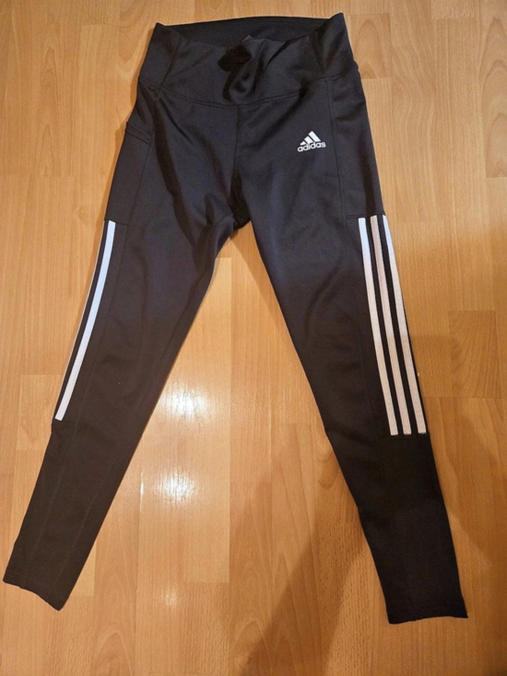 Adidas Aeroready 3-Stripe Leggings with Pockets - Black (Size Medium)